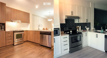 kitchen cabinet before and after refacing with new doors